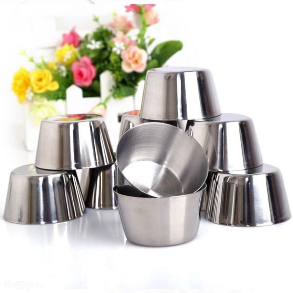 Bộ 10 Khuôn Làm Bánh Inox 304 tặng kèm nắp ( 7cm ) Làm Bánh Flan , Rau Câu , Cupcake, Làm Đá Không Gỉ