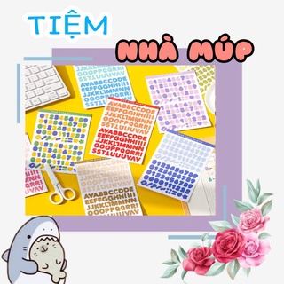 Set 2 tấm sticker chữ cái và chữ số