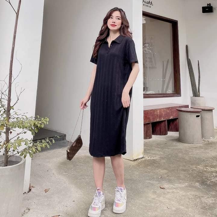 Váy nữ FM Style suông tăm cổ bẻ  chất đẹp  cá tính, năng động 211026011