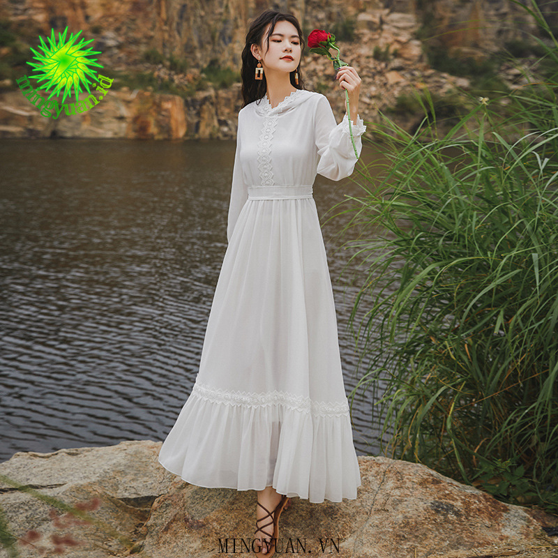 ( Mingyuan ) New style hooded long-sleeved big chiffon fairy dress