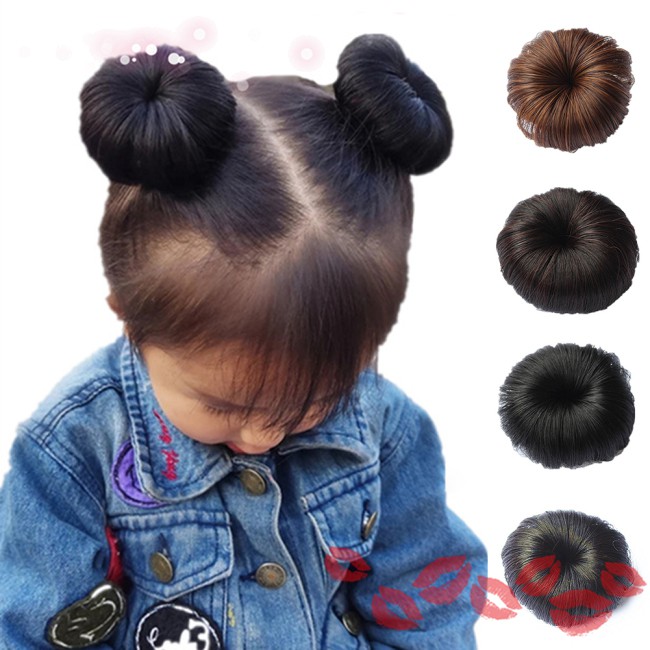 【In stock】 Kids Girls Hair Bun Extensions Messy Donut Chignons Hairpieces