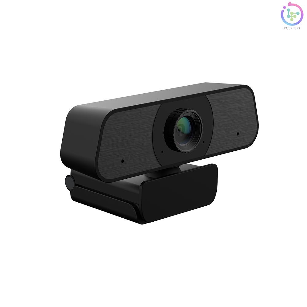 2K USB Webcam Manual Focus Web Camera with Privacy Cover Built-in Noise Reduction Microphone Drive-free Video Conference Camera