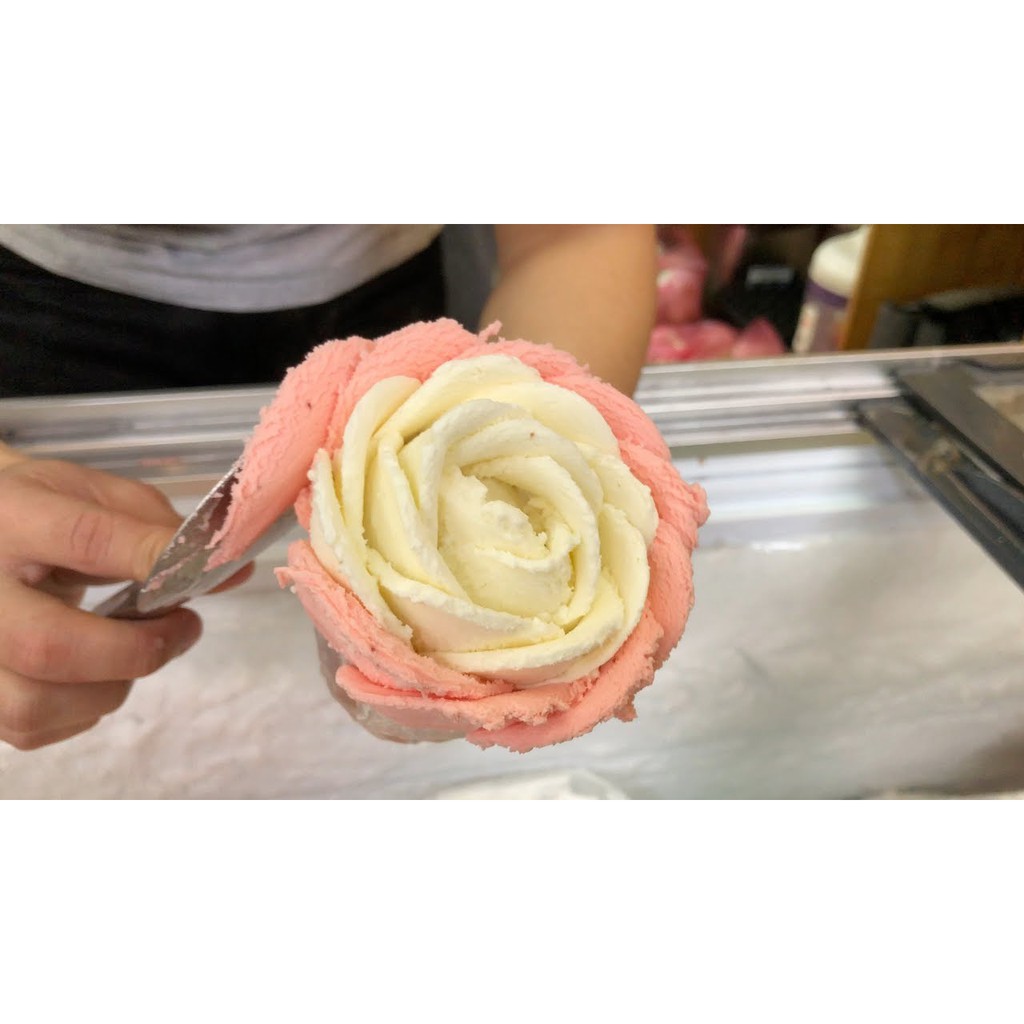 Thìa inox tạo hình múc kem hoa hồng cho quán kem cafe