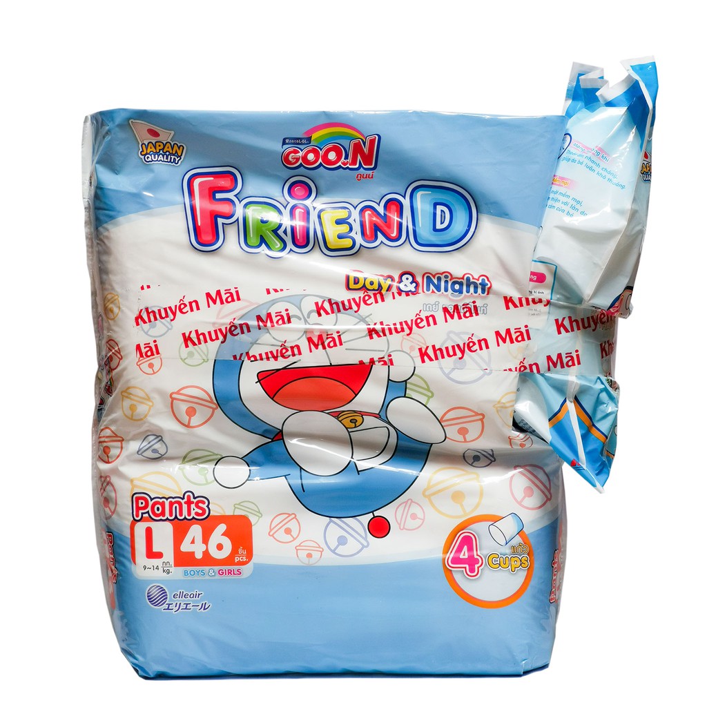 [CHÍNH HÃNG] Bỉm - Tã Quần GOO.N Friend Size L46 (Cho bé 9-14kg)