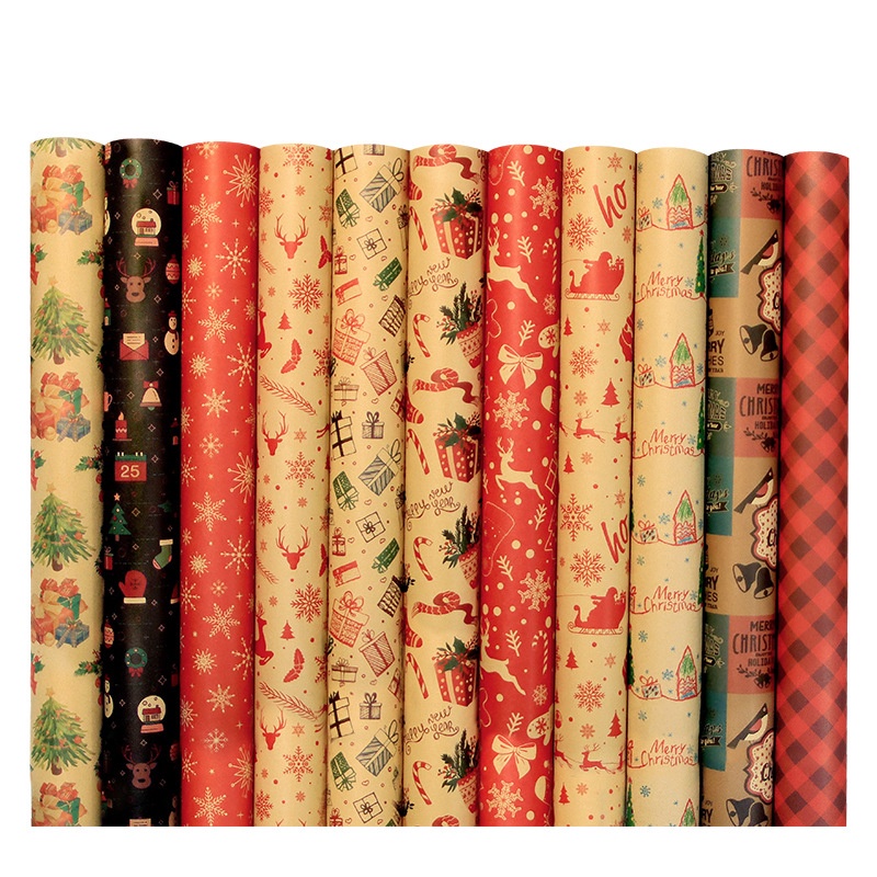 Cuộn Giấy Gói Quà Giáng Sinh / Tiệc Cưới 70X50cm In Họa Tiết Ông Già Noel / Tuần Lộc Xinh Xắn