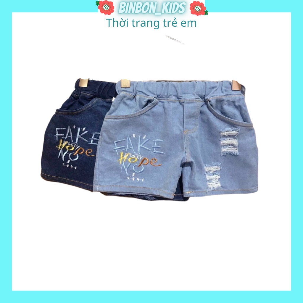 Quần Sooc Jean,Quần Đùi FAKE Cho Bé Trai Và Bé Gái Từ 10-25kg.Set quần trẻ em FK2104 BINBON KIDS