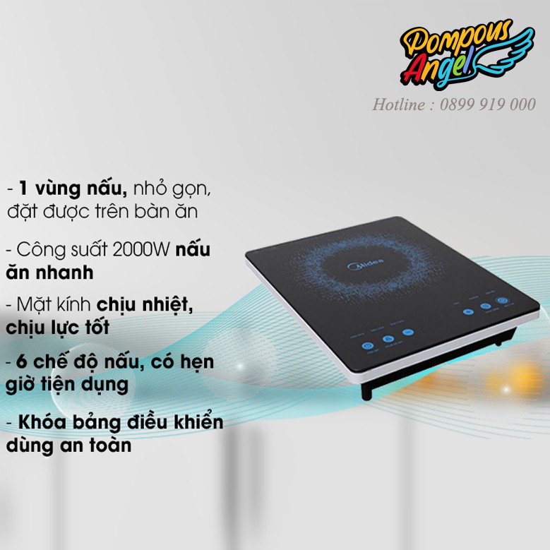 [Chính hãng] Bếp hồng ngoại đơn , bếp hồng ngoại cảm ứng đa năng , bếp điện hồng ngoại MIDEA MIR-T2018DC 2000W cao cấp