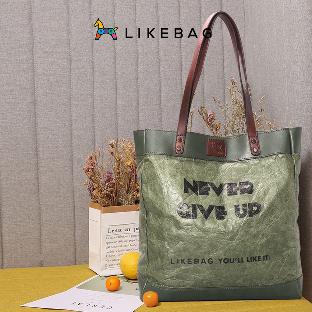 Túi đeo vai, kẹp nách thời trang LIKEBAG in chữ Never Give Up độc lạ 218NPZ0946 - LIBAGI