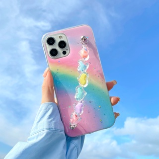 Samsung Galaxy S21 S20 Ultra S20FE Note 20 Ultra 10 Pro A72 A52 A32 A02 A42 A12 A21S A02S A11 M11 A31 A51 A71 A70 50 A30 A20 A10S A20S Color Gradient Rainbow Mobile Phone Case with Candy Wristband