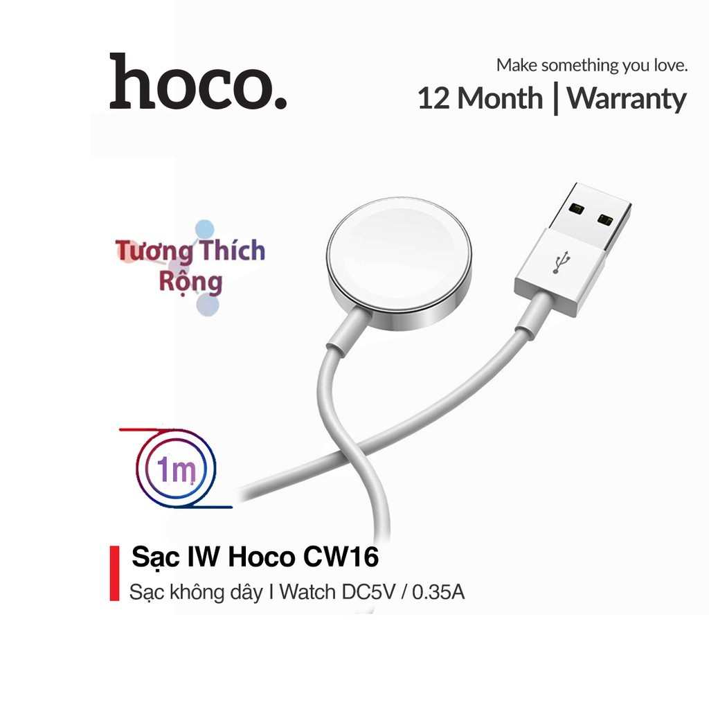 Đế sạc không dây Hoco CW16 chất liệu nhựa PC và thép không rỉ tự động kết nối và sạc thiết bị cho Apple Watch