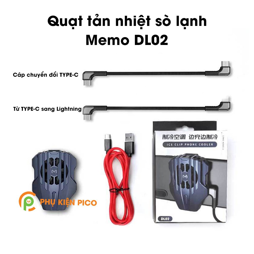 [Quạt Tản Nhiệt ] - Tản nhiệt điện thoại MEMO DL02 Giảm nhiệt khi chơi game kèm sạc TYPE C + Lightning cho điện thoại