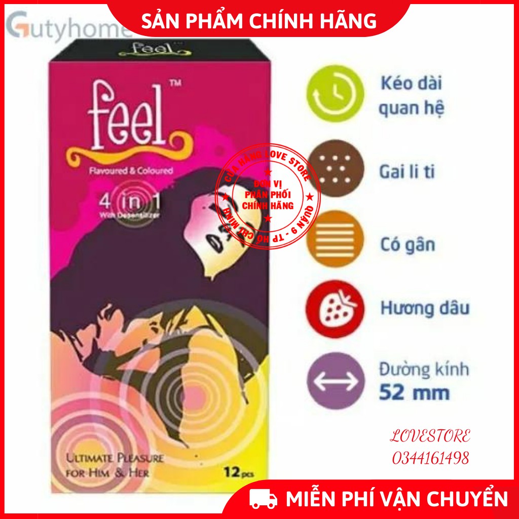 - Bao Cao Su Gân Gai FEEL 4 IN 1 - Kéo Dài Thời Gian Quan Hệ - 12 cái