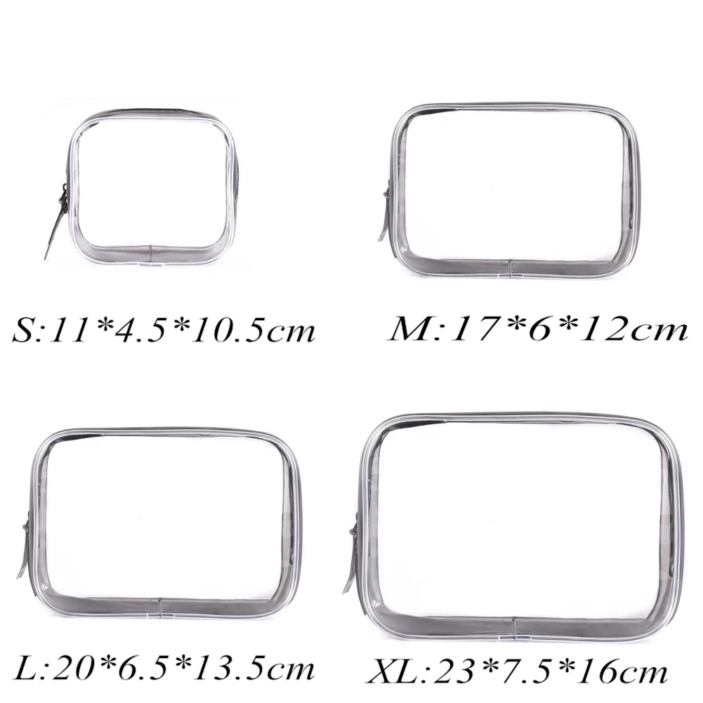 Túi đựng mỹ phẩm du lịch bằng PVC trong suốt có khóa kéo tiện lợi