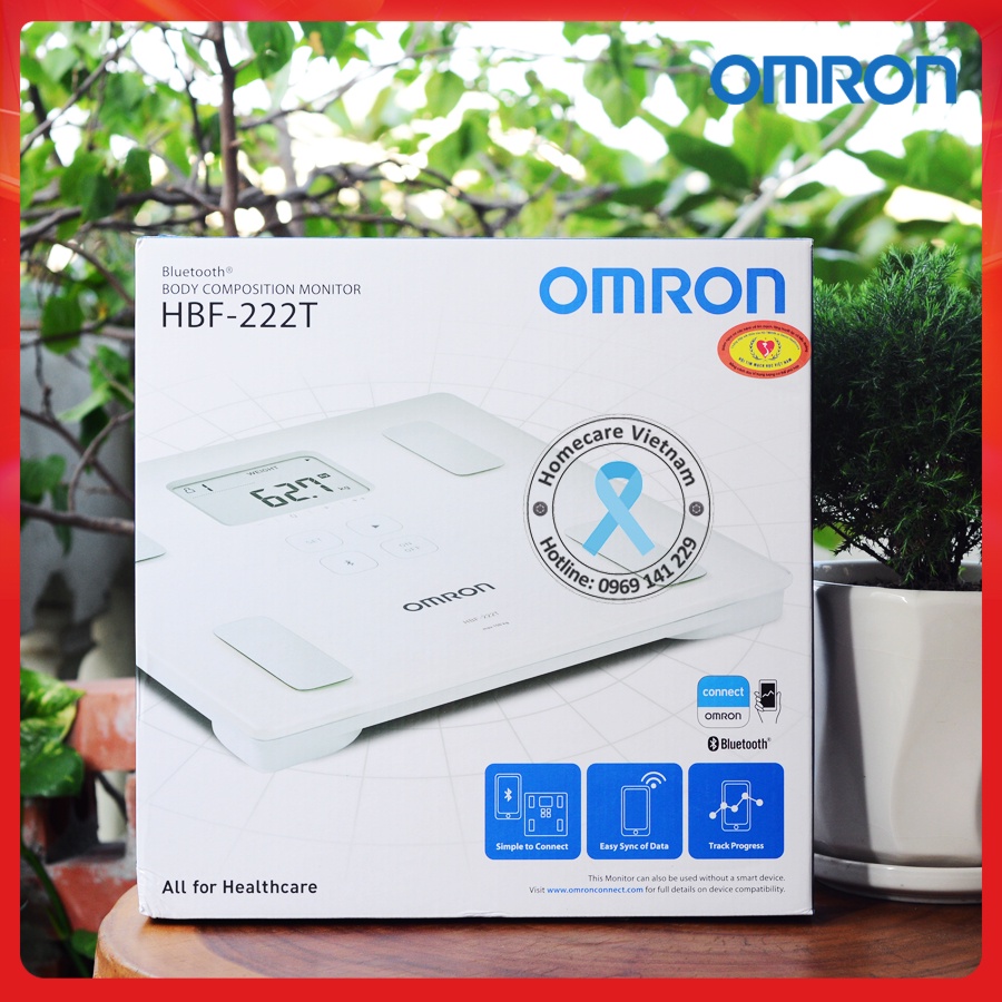 Máy đo thành phần cơ thể &amp; lượng mỡ OMRON HBF-222T đo chỉ số mỡ cơ thể, mỡ nội tạng, cơ xương, Kết nối Bluetooth