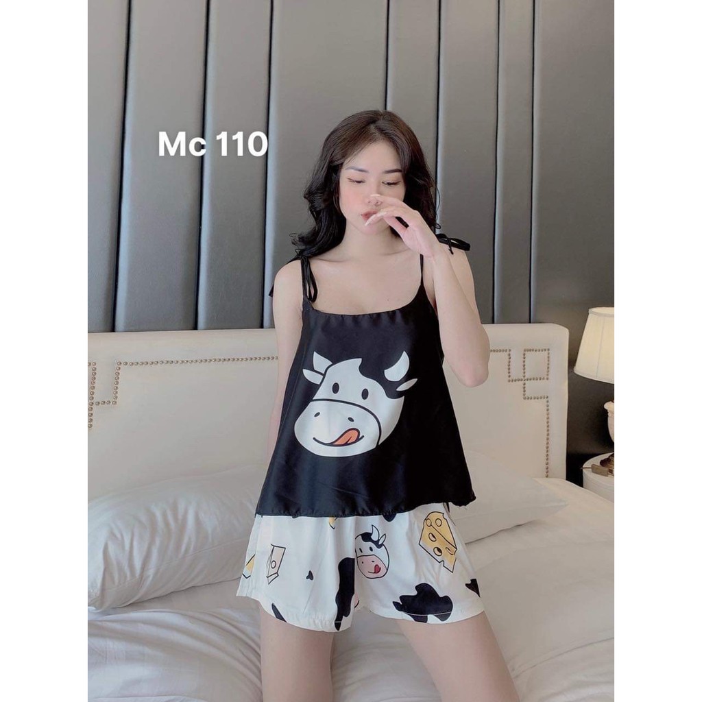 Bộ đồ ngủ nữ lụa, bộ ngủ nữ mùa hè chất liệu lụa latin mặc cực mát, quần áo ngủ nhà Sam