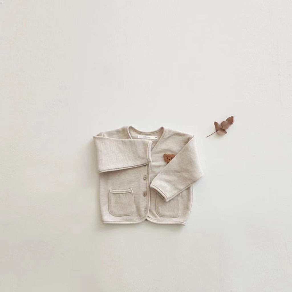 Áo Liền Quần Cotton Hình Gấu Dễ Thương Cho Bé