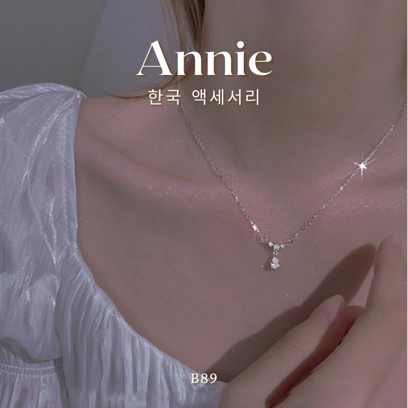 Dây chuyền nữ đính đá mạ bạc giọt nước phong cách dịu dàng Annie B89
