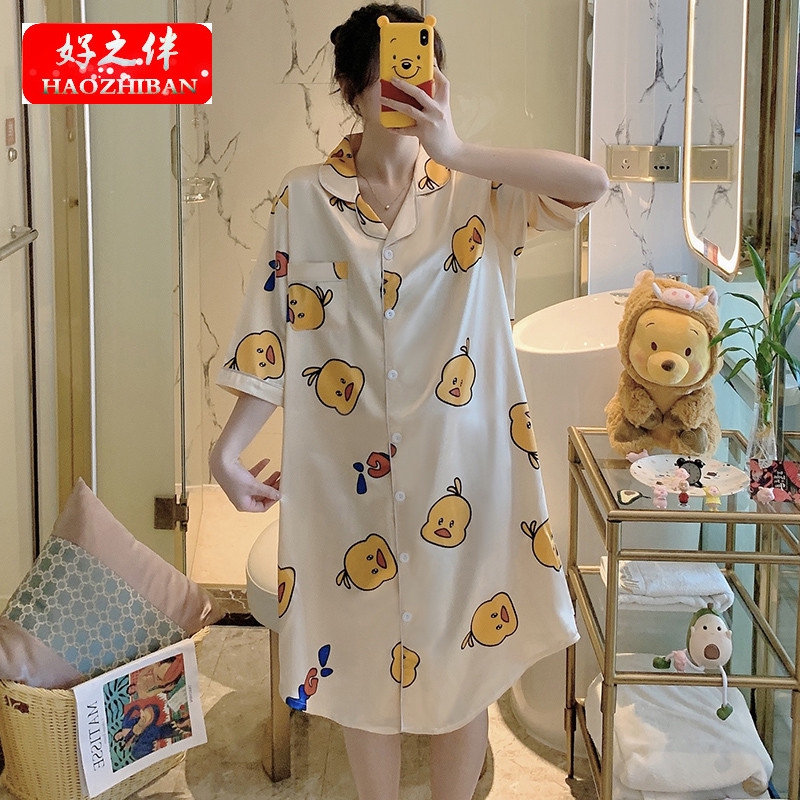 Đầm ngủ vải lụa kiểu Hàn Quốc thiết kế quyến rũ cho nữ