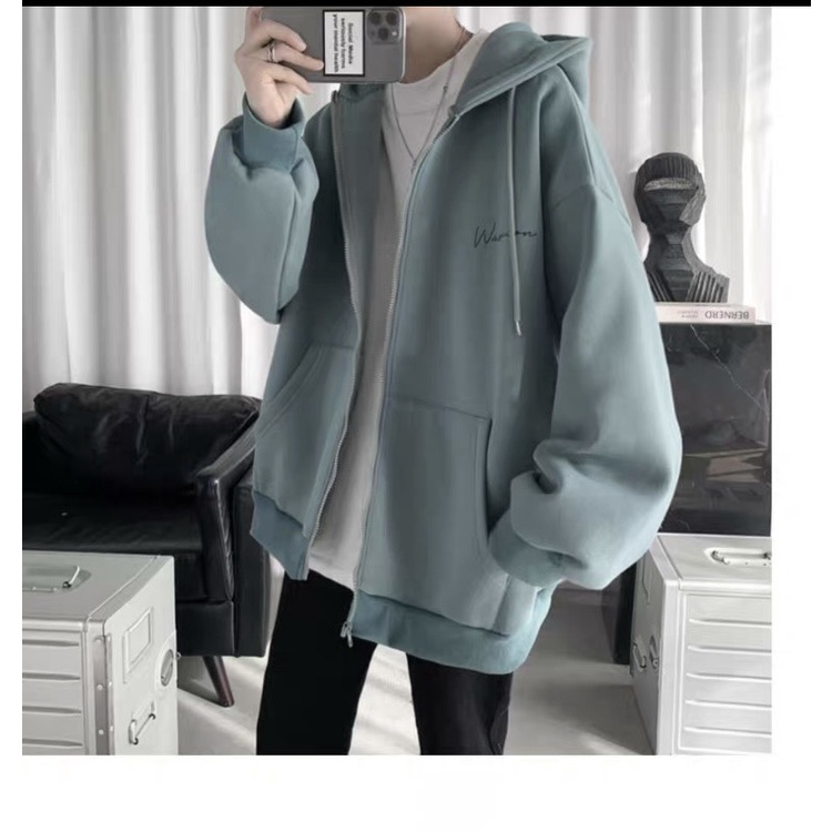 Áo khoác nỉ nam nữ  WASHON form rộng đi học có dây kéo áo hoodie nữ form rộng có dây kéo