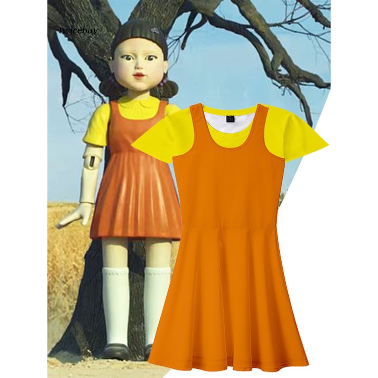 Đầm ngắn mềm mại chống rách trong phim trò chơi con mực xinh xắn cho nữ trong dịp Halloween