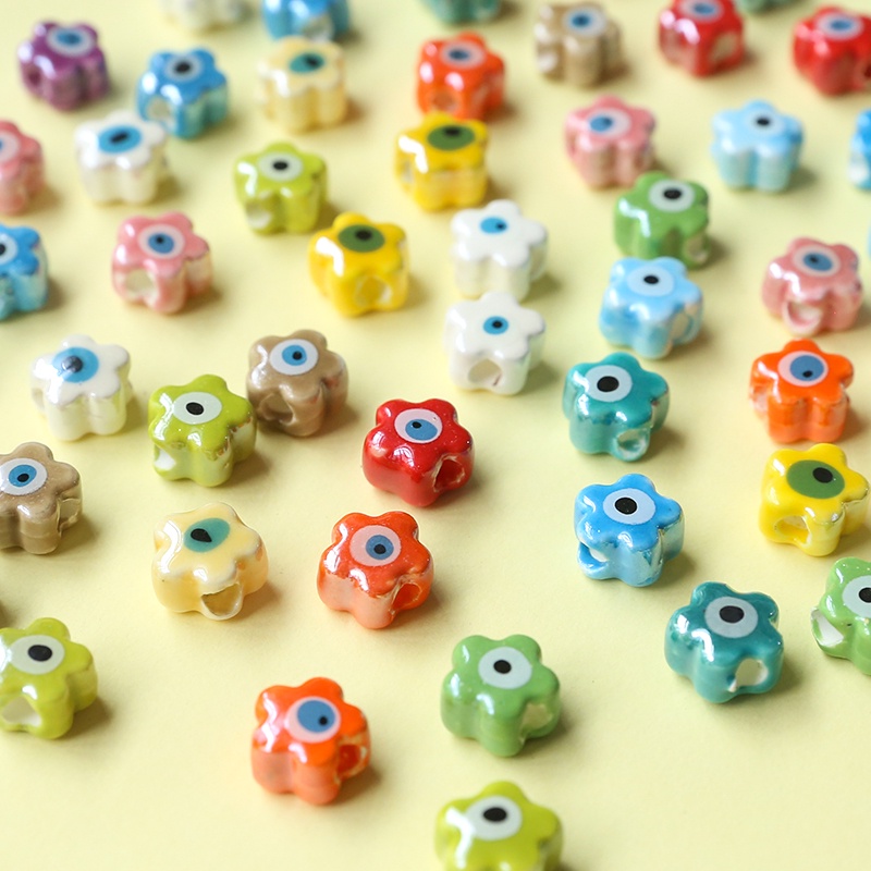 Bộ hạt sứ hình hoa nhiều màu dễ thương dùng làm đồ thủ công