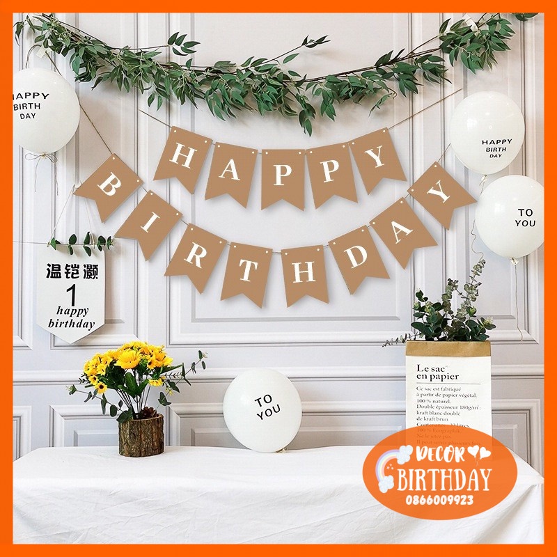 Set Sinh Nhật Hàn Quốc Mẫu Mới, Trang Trí Sinh Nhật Style Hàn Nhẹ Nhàng Dễ Trang Trí  Tặng Kèm Đồ Bơm Băng Dính Bóng