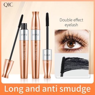 QIC Mascara 4D hai đầu, thích hợp cho người mới làm quen, không lem