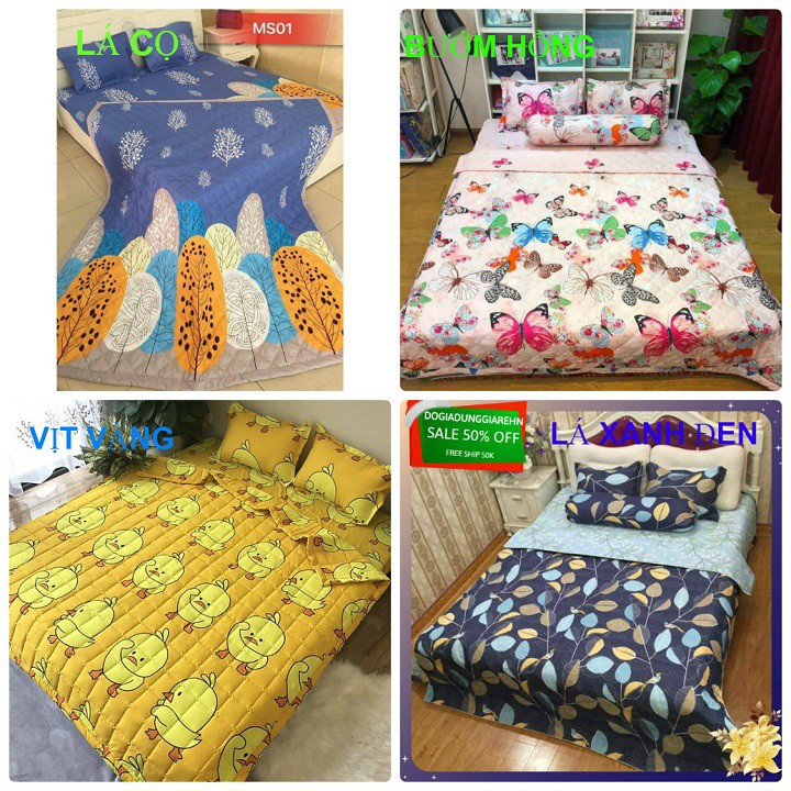 (Siêu giảm giá) SET COMBO 1 GA GIƯỜNG +2 VỎ GỐI NẰM POLY COTTON (IB CHỌN MẪU )