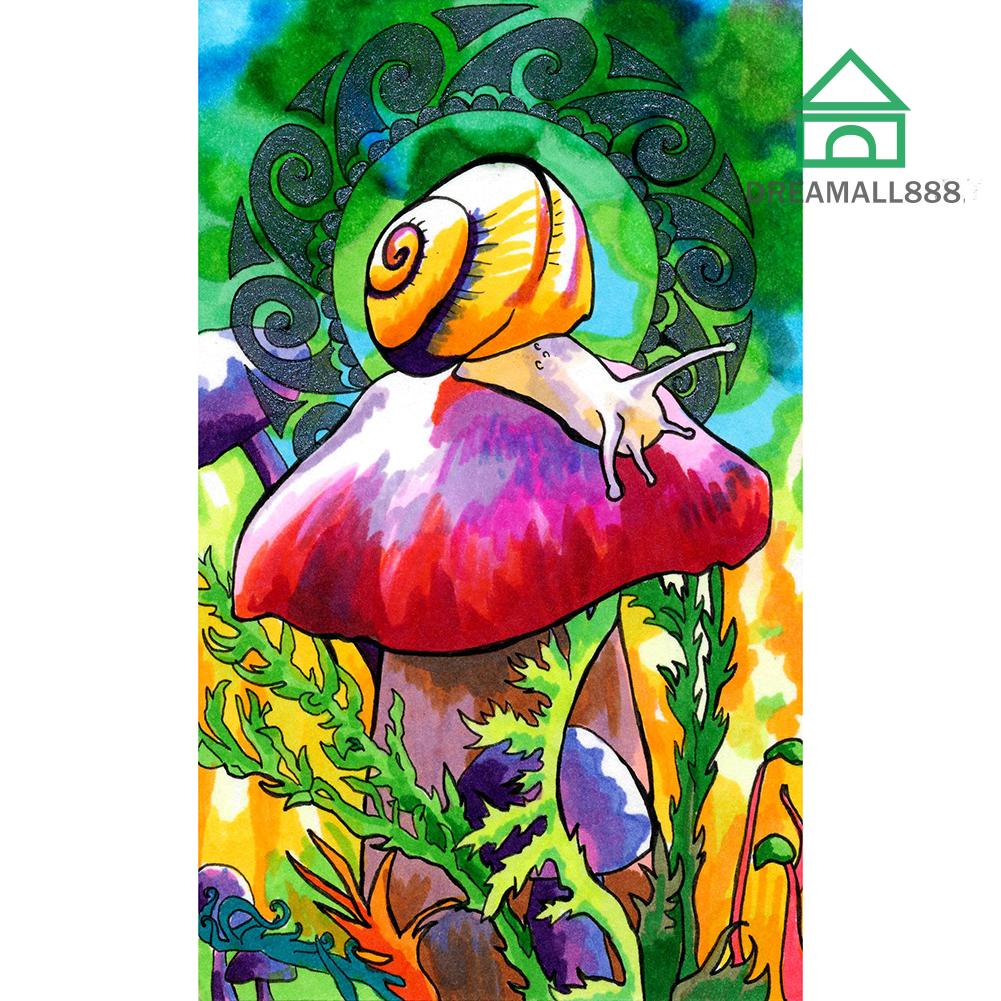 ✡ Fake flower  Draw Resin Full Round Diamond Painting Mushrooms Snails Handmade Wall Picture Kits