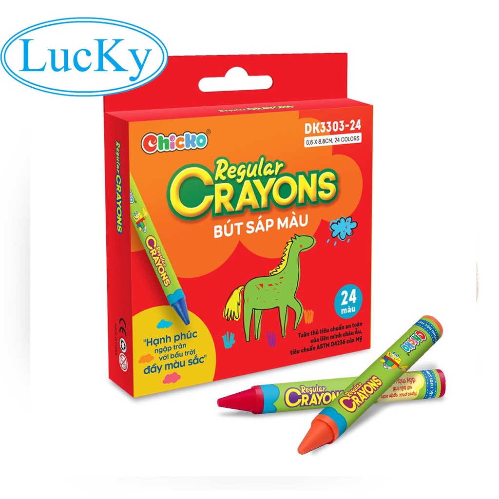 Bút Sáp Màu Duka:  Regular Crayons (24 Màu) DK 3303-24 An Toàn Cho Trẻ