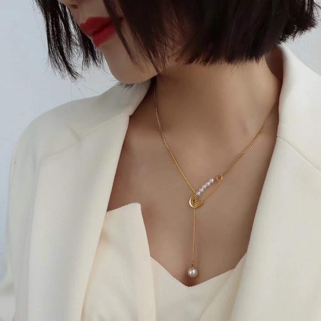 Dây chuyền đính ngọc trai phong cách âu mỹ sang trọng thời trang không dị ứng không phai màu