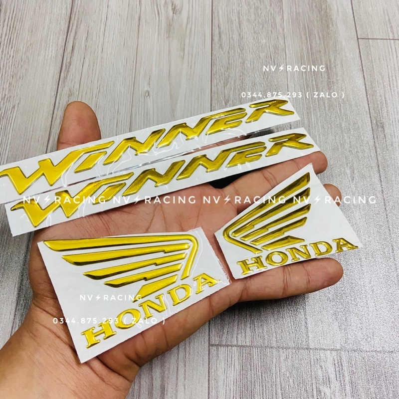 Tem dán chữ nổi Winner, logo cánh chim hàng 1:1 dán như zin chống thấm nước và bay màu