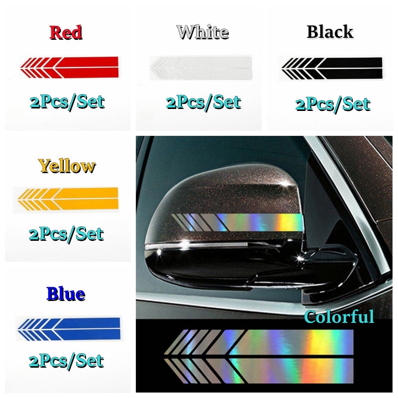 Set 2 miếng dán phản quang trang trí kính chiếu hậu 5 màu lựa chọn dành cho xe hơi