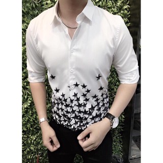 [STYLE--] Áo Sơ Mi Tay Dài Họa Tiêt Ngôi Sao Đêm
