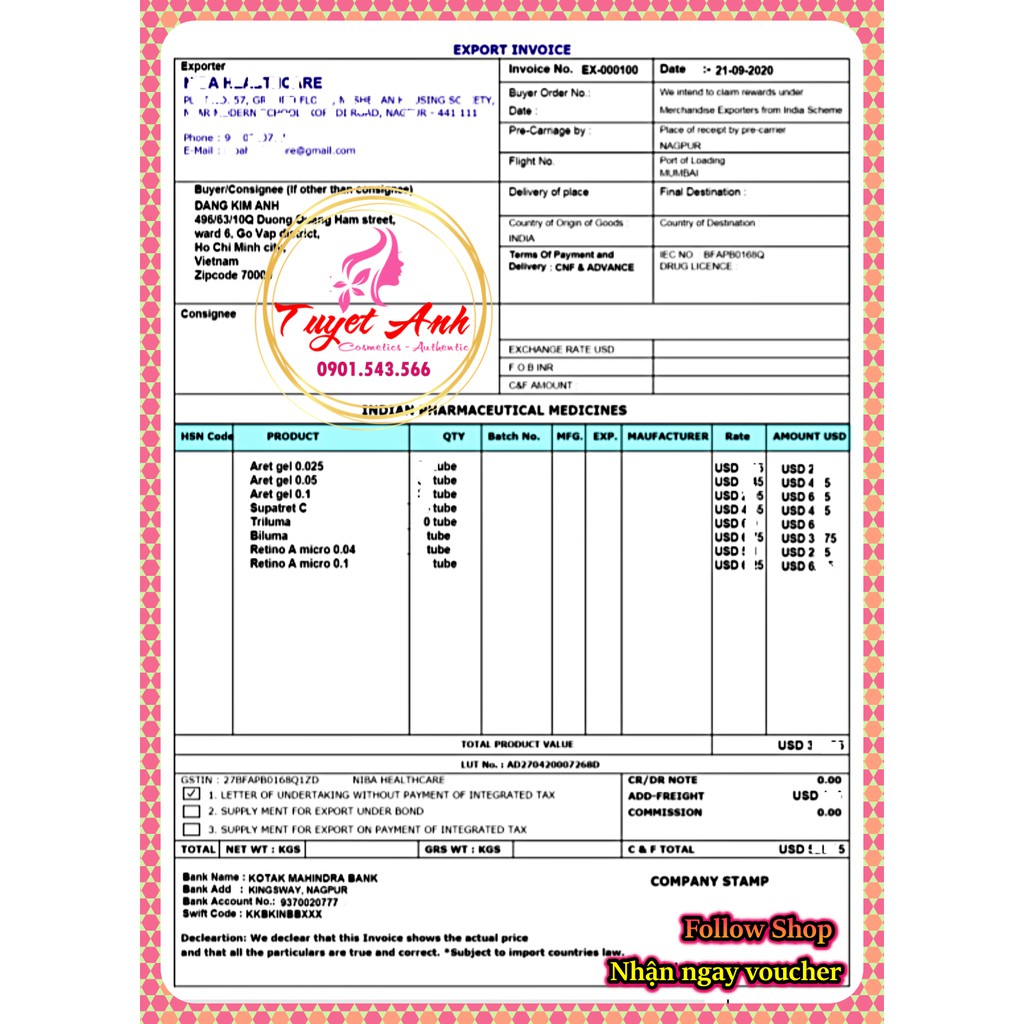 TRETINOIN_ARET_USP [Auth-Date mới] Tretinoin 0.1%, 0.05%, 0.025%, GEL GIẢM MỤN, TRẺ HÓA DA