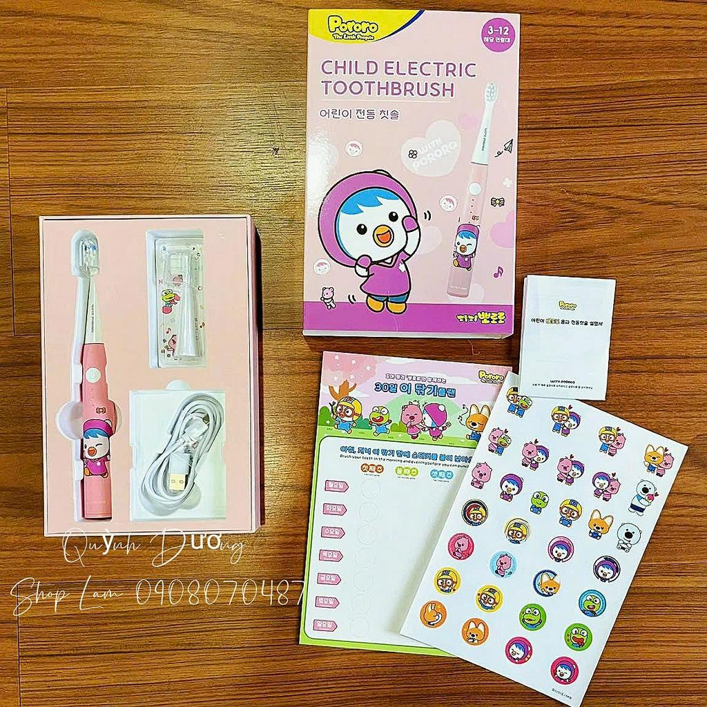 Set bàn chải điện Pororo cho bé Hàn Quốc