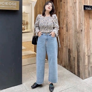[55-85kg] Quần suông ống rộng bigsize 2 màu đá/ nhạt, không giãn form rộng thoải mái dài 105cm