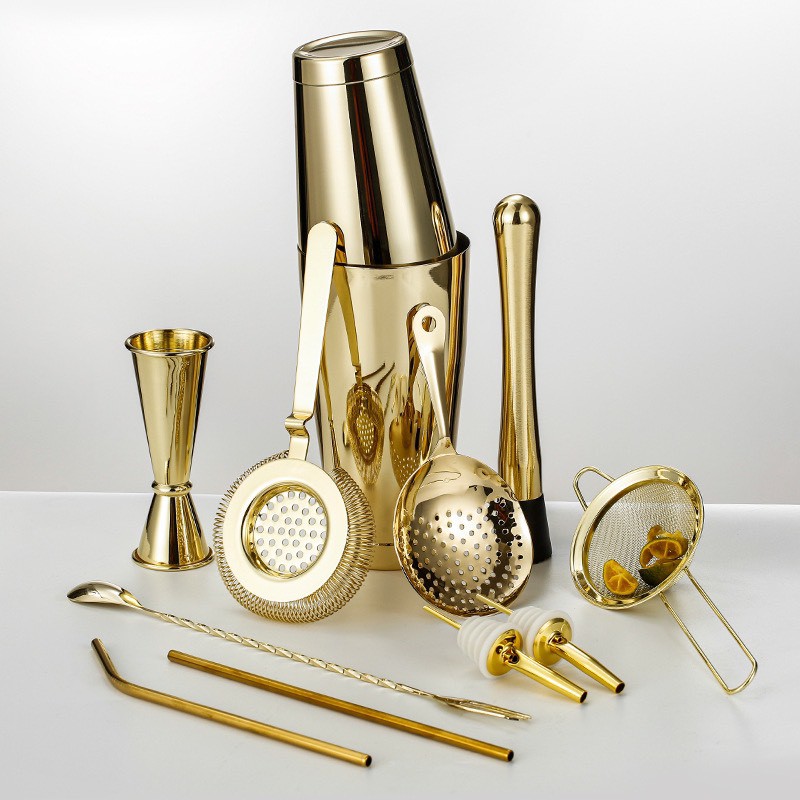 Bình Lắc Shaker Inox 2 Đáy Màu Lì/  Boston Shaker Inox 2 Đáy Sần