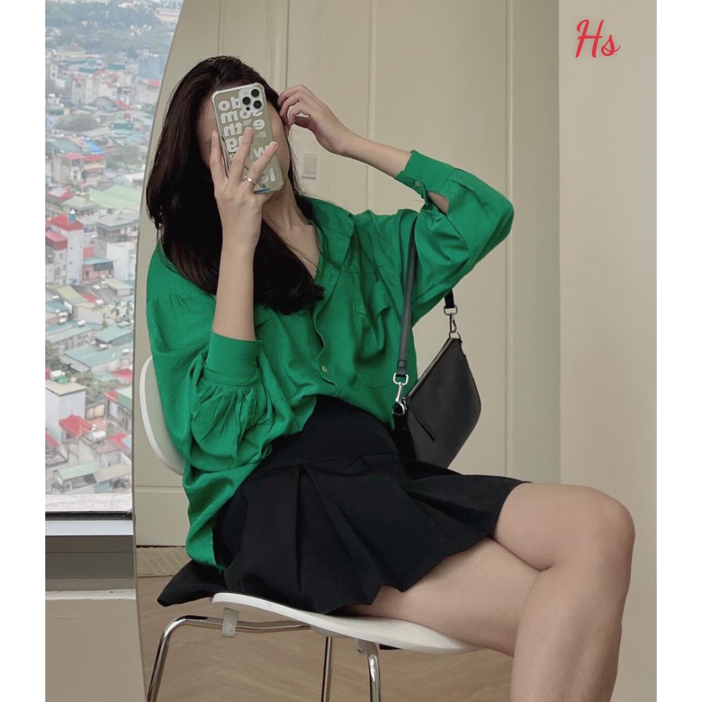 [ MÂU HÓT GIÁ RẺ ] Áo sơ mi xanh hai túi