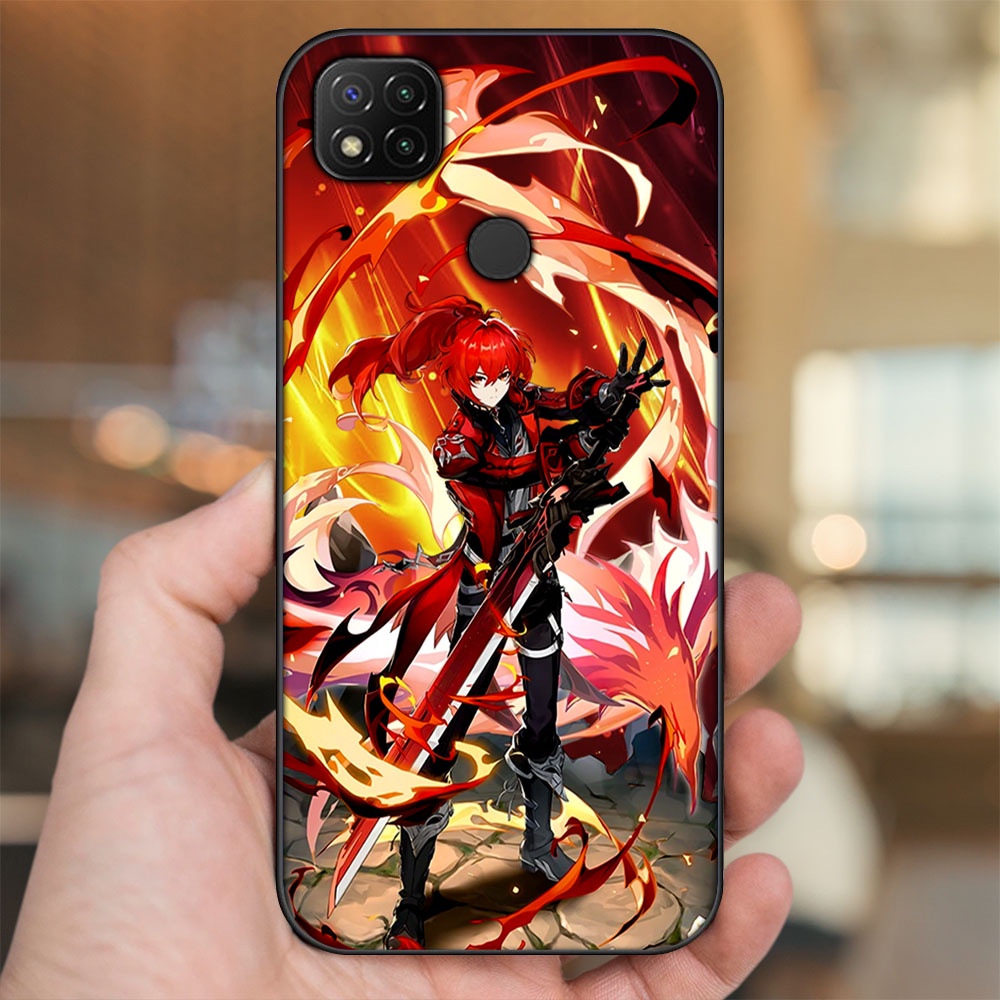 Ốp lưng Xiaomi Redmi 9C viền đen in hình Diluc Genshin Impact