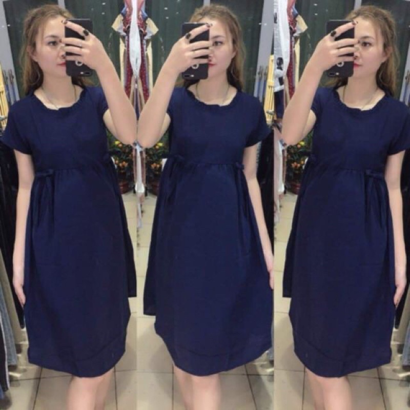 váy bầu cổ bi- đầm bầu