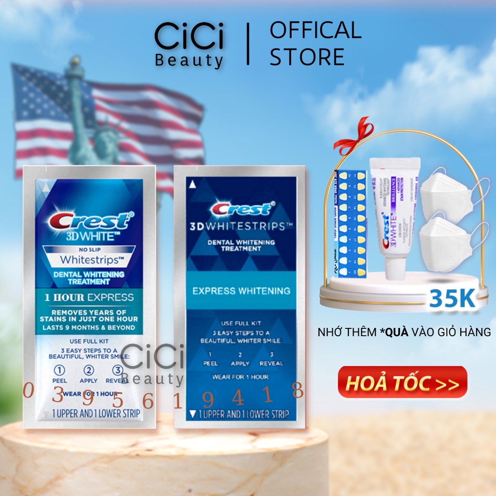 Miếng dán trắng răng Crest 3D Professional, Glamorous, Supreme, 1 Hour - Giúp trắng răng vượt trội