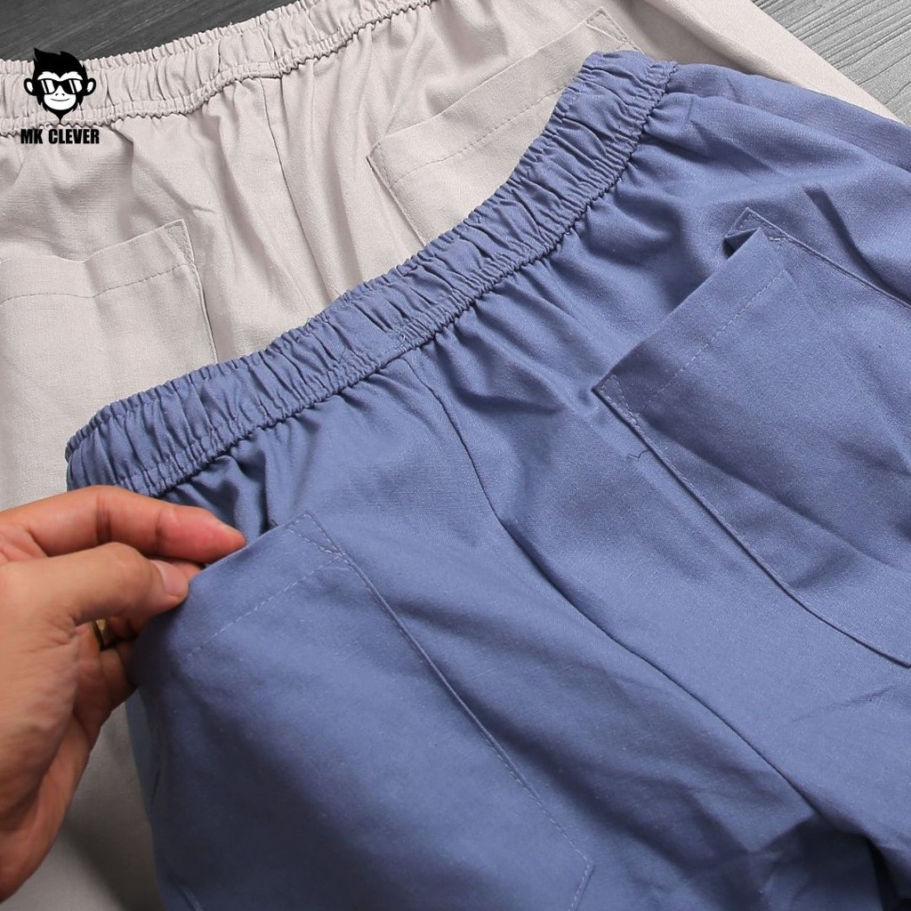 [BST MỚI HÈ 2021]Bộ quần áo nam cổ V MK CLEVER, chất liệu linen co giãn nhẹ, thấm hút mồ hôi | BigBuy360 - bigbuy360.vn