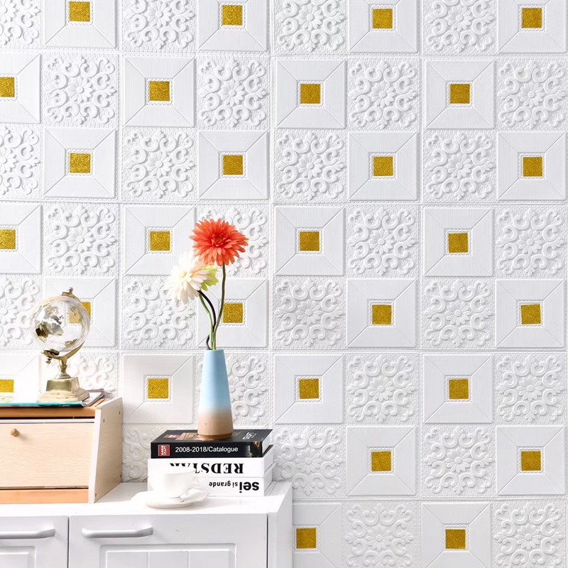Giấy xốp dán tường Họa Tiết 3D 35x35cm Tự Dính Trang Trí Nhà Cửa Xinh Xắn