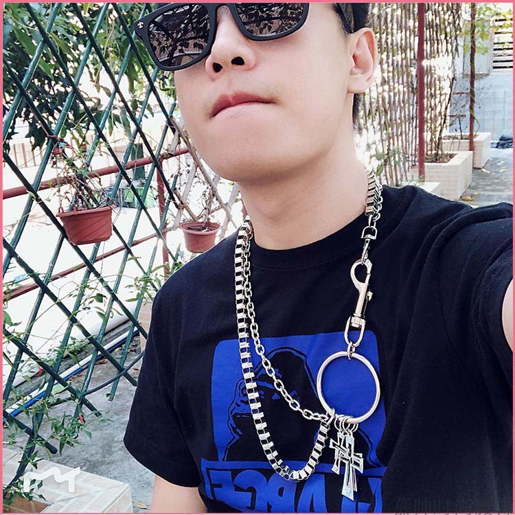 Dây Xích Kim Loại Mặt Chữ Thập Trang Trí Quần Phong Cách Hiphop