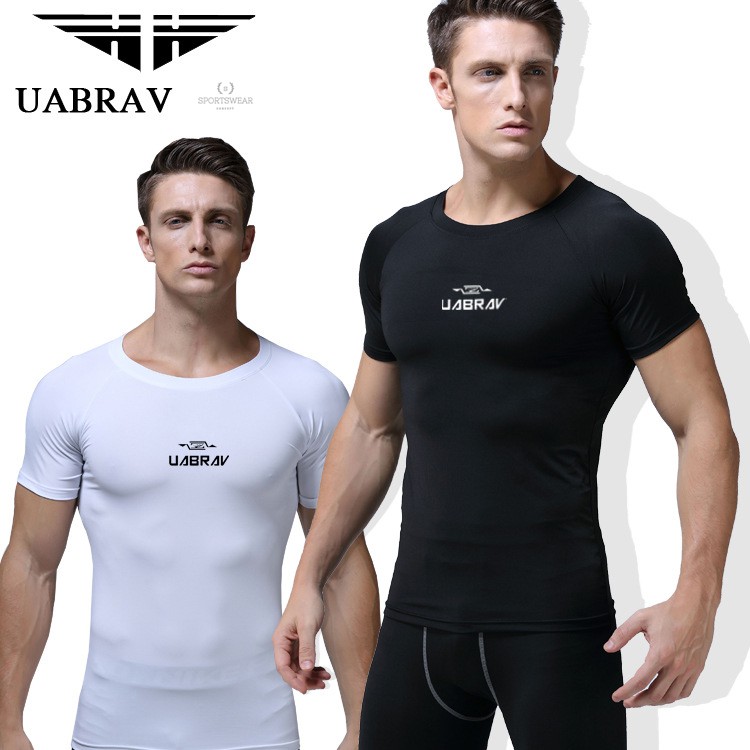 Áo tập gym thể theo tay ngắn ôm sát trơn UABRAV Sportswear Concept khô thoáng thoải mái đàn hồi thấm hút mồ hôi