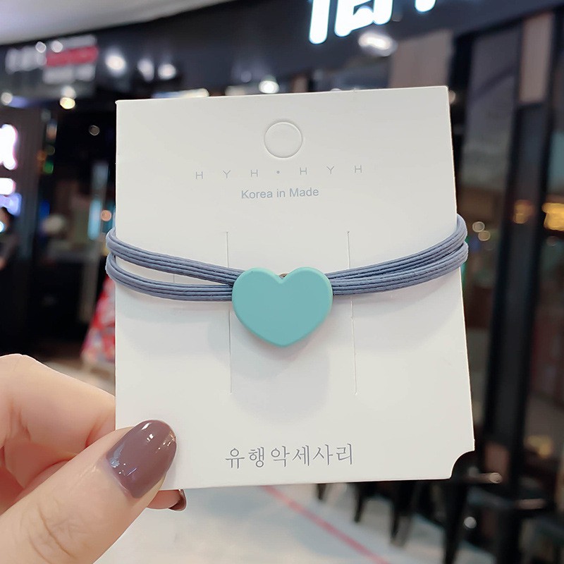 Dây Buộc Tóc Cao Su Họa Tiết Trái Tim Đơn Giản Thời Trang Cho Nữ
