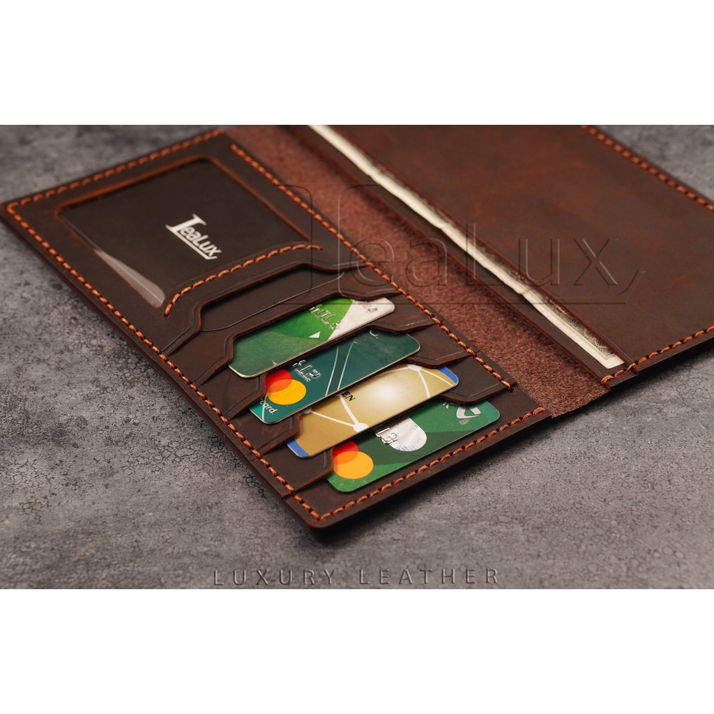 Ví Dài Mini Da Sáp Handmade LEALUX Mini Long Wallet