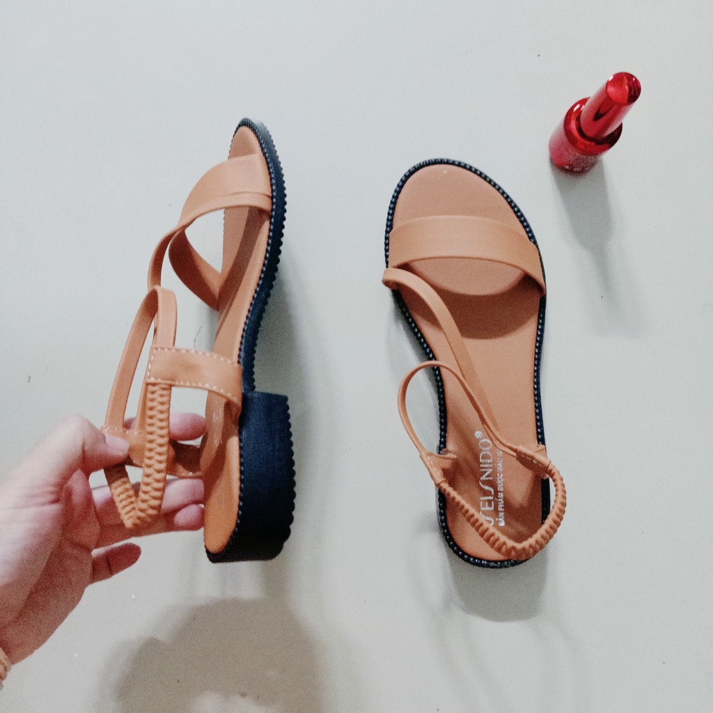 Giày sandal nữ đi học - FreeShip - Giày sandal nữ đi học quai hậu, đế nhựa PU cao 2p mang đi làm đi học đi chơi - TB06 F