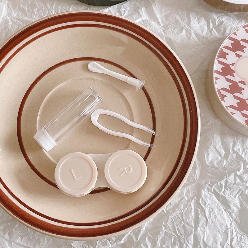 Khay Gương Meow Tròn Hoạ Tiết - Case Đựng Lens